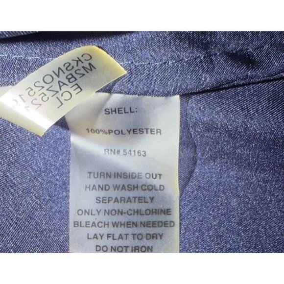 NWT Calvin Klein Women’s Navy Polyester Button Up Roll Tab Sleeve Blouse Medium - Picture 6 of 7